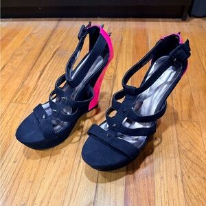 Edgy Black and Pink Platform Heels